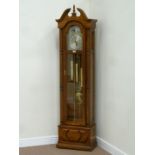 'Ridgeway' reproduction oak cased longcase clock with moonphase dial and chiming movement,