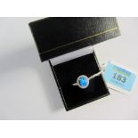 Blue opal and cubic zirconia cluster ring stamped 925