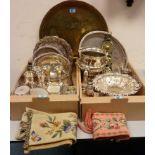 Silver-plated champagne bucket, set of six goblets, trays and other silver plated items,