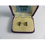 Pair of black diamond hoop ear-rings stamped 375