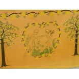 Vintage retro Adam & Eve head board (W152cm),