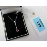 White gold diamond pendant necklace hallmarked 9ct