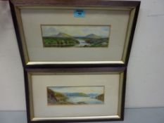 Pair small river landscape watercolours signed B F Wadham