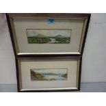 Pair small river landscape watercolours signed B F Wadham