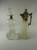 Early 20th century four stem decanter with hallmarked silver collar Birmingham 1906 H31cm and an