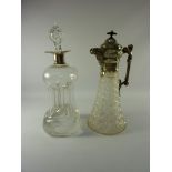 Early 20th century four stem decanter with hallmarked silver collar Birmingham 1906 H31cm and an