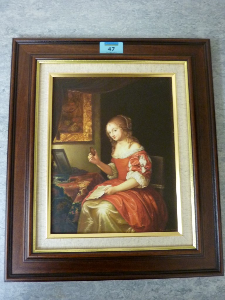 'Young Woman writing a Letter' after Frans van Mieris,