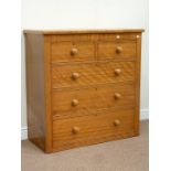 Victorian satin walnut chest fitted with two short and three long drawers, W104cm, H105cm,