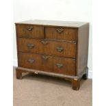 19th century walnut veneered chest fitted with two short and two long drawers, W94cm, H83cm,