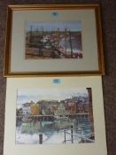 'Low Tide Morston Quay Norfolk', pastel signed by Megan Whittell; 'View of Whitby',
