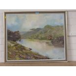 'Llyn Parc North Wales' mid 20th oil on canvas signed by Stan Hepples