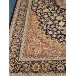 Keshan blue ground rug carpet 280cm x 200cm