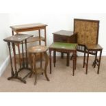 Oak bookcase, four occasional table,