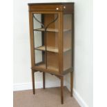 Edwardian inlaid mahogany display cabinet enclosed by single astragal glazed door, W60cm, H143cm,