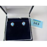 Pair opal  ear-rings stamped 925
