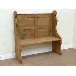 Traditional pine panelled back two seat bench,