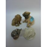 Royal Copenhagen pug puppy, Bing and Grondahl dachshund puppy,