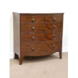 Early 19th century mahogany bow front chest fitted with two short and three long drawers, W103cm,