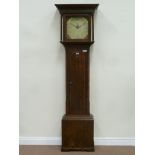 Mid to late 18th century oak and mahogany banded longcase clock with painted enamel dial and 30