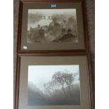 'Crag and Lower Harbour Whitby' & 'Misty Morning Landscape', two large prints after Frank Meadow