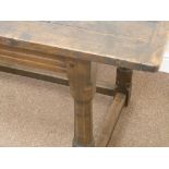 Early 20th century oak rectangular bread board top refectory table,