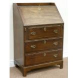 Early 20th century mahogany fall front bureau fitted with three short drawers, W70cm,