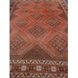 Persian Hamadan carpet, red ground,