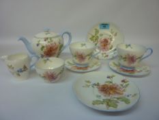 Shelley 'Chrysanthemum' R2377 nine piece tea for two set Condition Report Cracked and repaired sugar