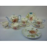 Shelley 'Chrysanthemum' R2377 nine piece tea for two set Condition Report Cracked and repaired sugar