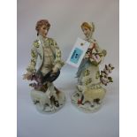 Pair continental figures with sheep H26cm