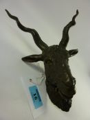 Early 20th century wall mounted bronze of a goat H21cm