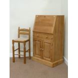 Solid pine fall front bureau (W73cm x H129cm) with stool