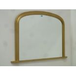 Arch top overmantel mirror in gilt frame L125cm
