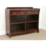 Edwardian mahogany buffet side cabinet fitted with two drawers and open shelves, W122cm,