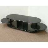 G-Plan vintage retro ebonised oak coffee table with rotating centre tiers,