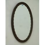 Early 20th century mahogany framed oval wall mirror 101cm x 64cm