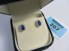 Pair of blue dress cluster ear-rings stamped 925