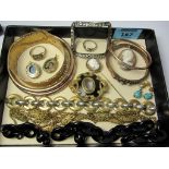 Victorian, continental and later jewellery including lockets, turquoise set bangles, pair ear-rings,