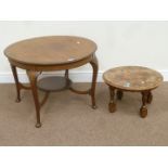 Early 20th century mahogany two tier circular occasional table (D76cm) and a small walnut