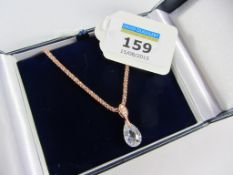 Rose gold plated crystal pendant necklace