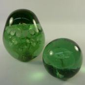 Large Victorian glass dump approx 13cm and a similar dump