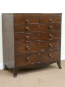 George III crossbanded mahogany chest fitted with two drawers and four long graduated drawers,