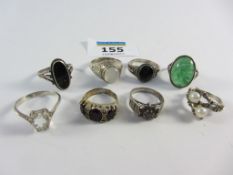 Various vintage and later stone set rings stamped 925 (8)