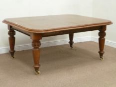 Victorian mahogany rectangular telescopic extending dining table with leaf, on turned legs,