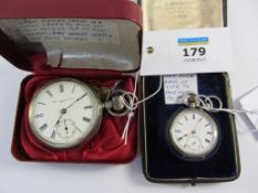 Silver pocket watch The Farringdon Reg'd Birmingham 1912 and a continental ladies/fob watch stamped