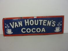 Advertising - Early 20th century enamel 'Van Houten's Cocoa' sign L92cm