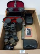 Pentax Asahi binoculars and eight other pairs of binoculars in one box
