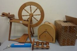 Ashford spinning wheel, bobbins and skein winder,