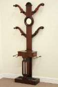 Victorian mahogany coat stand with hinged compartment,