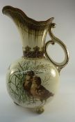 Doulton Burslem Aesthetic Movement jug decorated with birds H36cm